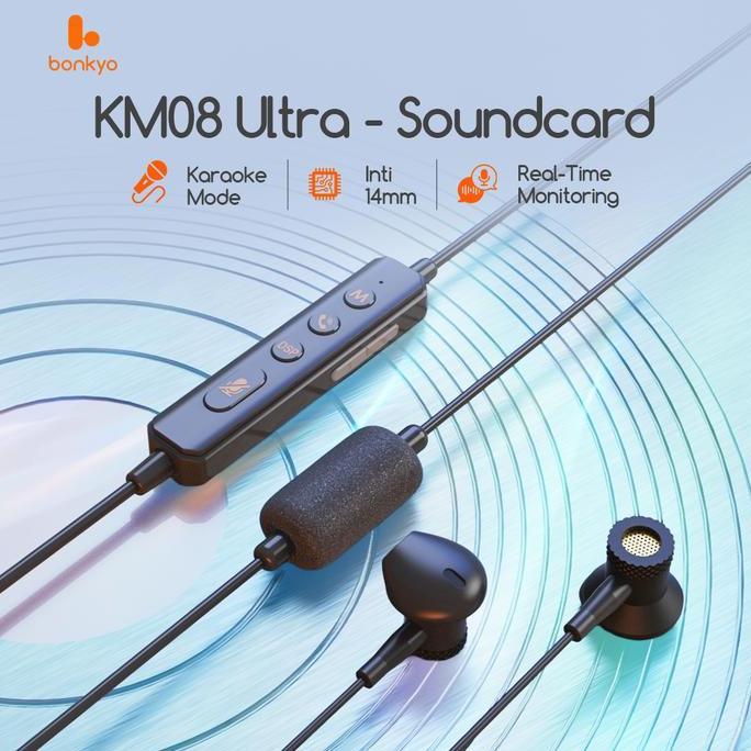 Jasilbeny - Bonkyo KM08Ultra Soundcard Headphone Karaoke Bluetooth 5.3 Reverb Real-time Voice Change