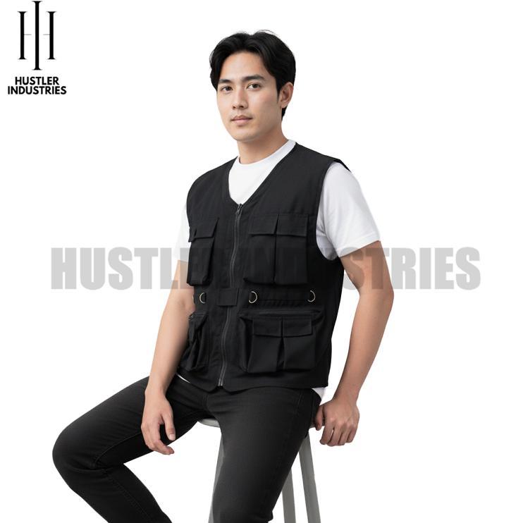 hot vest cargo hitam multifungsi rompi caesar lapangan outdoor termurah