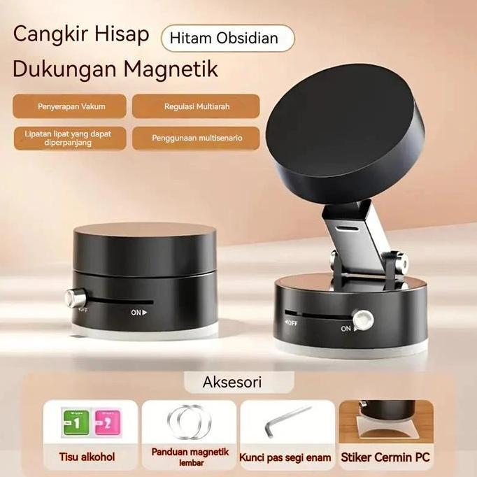 CAOROKY Penyangga HP Magnetis 360 Putar untuk Dasbor & Kaca Depan Mobil - Dudukan Kopi Vakum Kuat de
