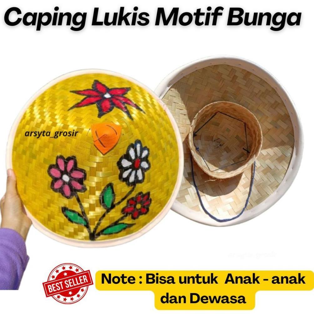 TUDUNG CAPING - TOPI CAPING LUKIS - CAPING LUKIS MOTIF BUNGA