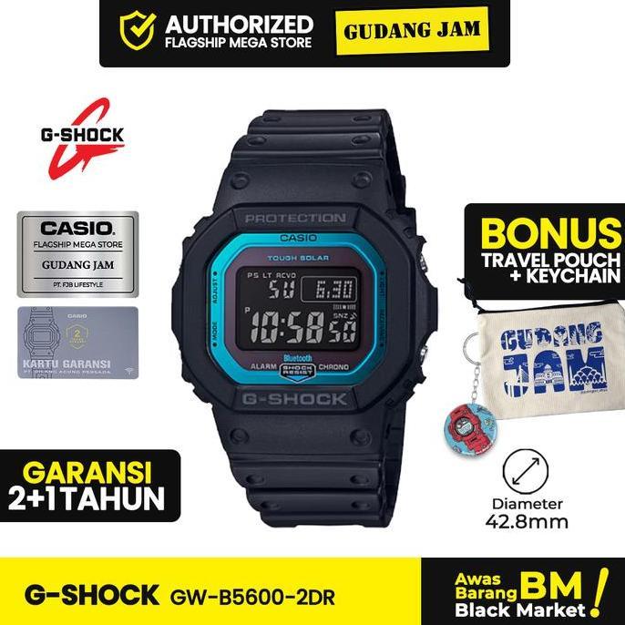 Jam Tangan Pria G-Shock GW-B5600-2DR GW-B5600-2 Black Blue Digital Strap Resin
