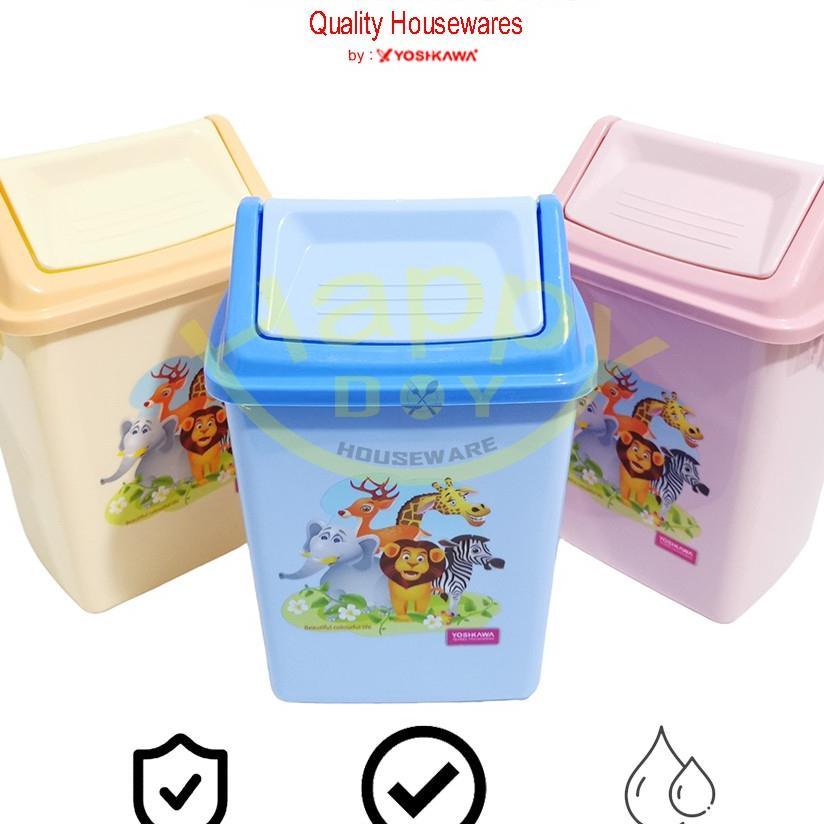 Yoshikawa Tempat Sampah Tutup Putar Swing Motif Pi-1015