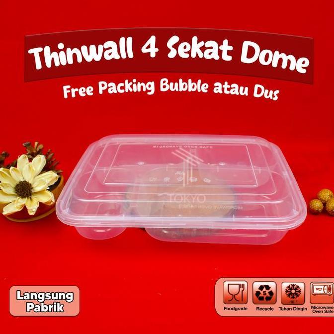 Sitions- Lunch Box 4 Sekat Dome / Kotak Makan 4 Sekat Dome Isi 25 Pcs