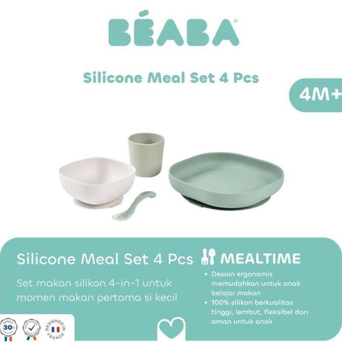 Beaba  BEA044 Silicone Meal Set (4pcs) - Set Alat Makan Bayi Silicon Sendok WSD