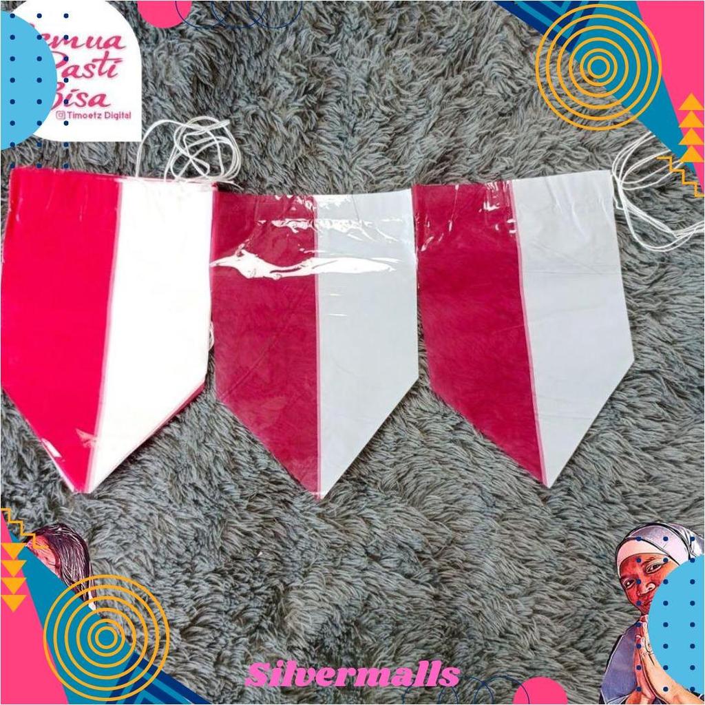 Bendera Plastik Indonesia Merah Putih - Bendera Renteng Segitiga Plastik OPP Merah Putih Cod