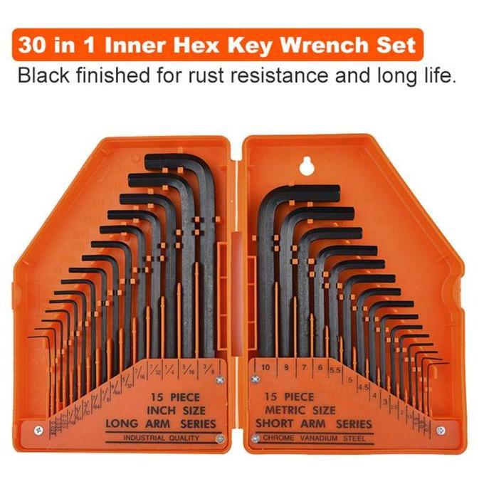 IEBAD Kunci L Set Camel Hexagonal /Segienam / Star / Bintang Satin Panjang 30 PCS ALLEN KEY KUNCI L 
