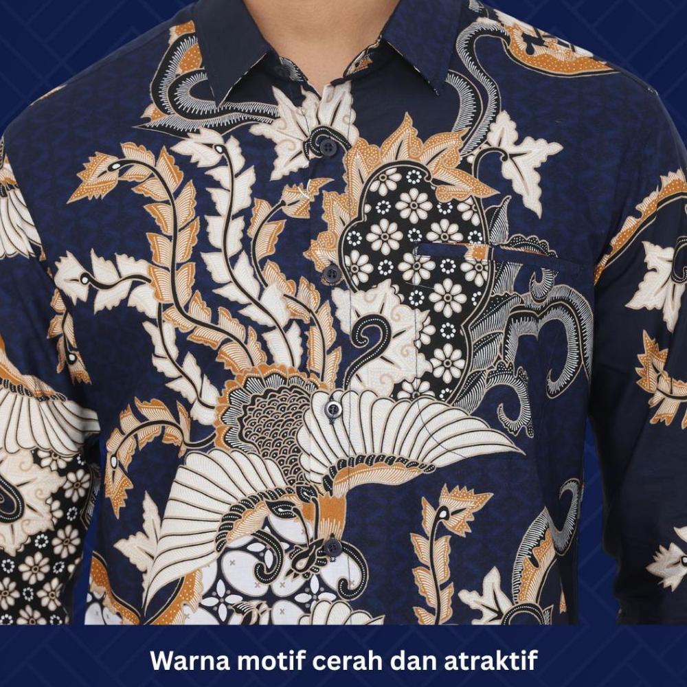 Dancus Kemeja Batik Pria Atasan Batik Modern Baju Batik Lengan Panjang Pria