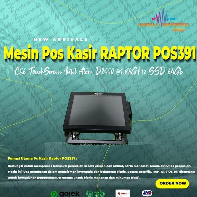 Mesin Pos Kasir RAPTOR POS391 C56 TouchScreen Intel Atom D2550 @1.86GHz SSD 64Gb