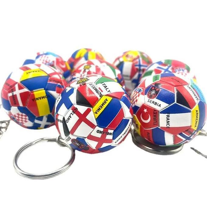 3Pcs 2024 World Flag Football Keychain Country Soccer Club Fans Keyring Car Key Chains Souvenir Bag 