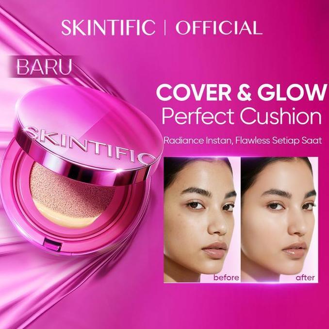 REZMA_OLSHOP - [RIA RICIS EXCLUSIVE]  SKINTIFIC MAKE UP 1 SET LENGKAP GLOW CUSHION + ULTRA COVER POW
