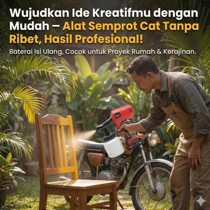 REAIM Spray Gun Cat Semprot 800ML Cordless Baterai Mesin Cat Semprot Sprayer Cat Elektrik Alat Sempr