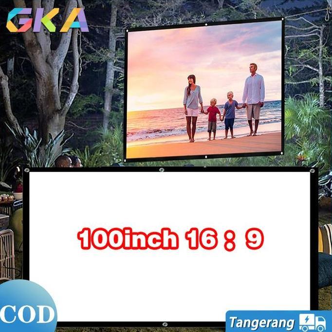 RAMERRAI Projector Screen Portable-Projector Screen Cloth-Layar Proyektor