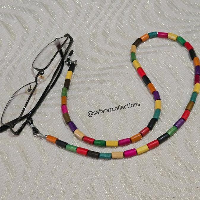 Tali Kacamata / Strap Holder / Kalung Masker 2in1 Manik Bambu Rainbow Pelangi Shop