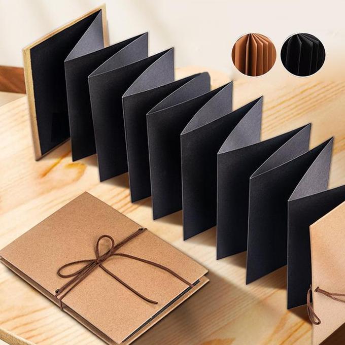 AWOSHE Album Lipat Scrapbook Hitam Hardcover Custom Foto Vintage Kraft Scrapbook Album Polos Hitam