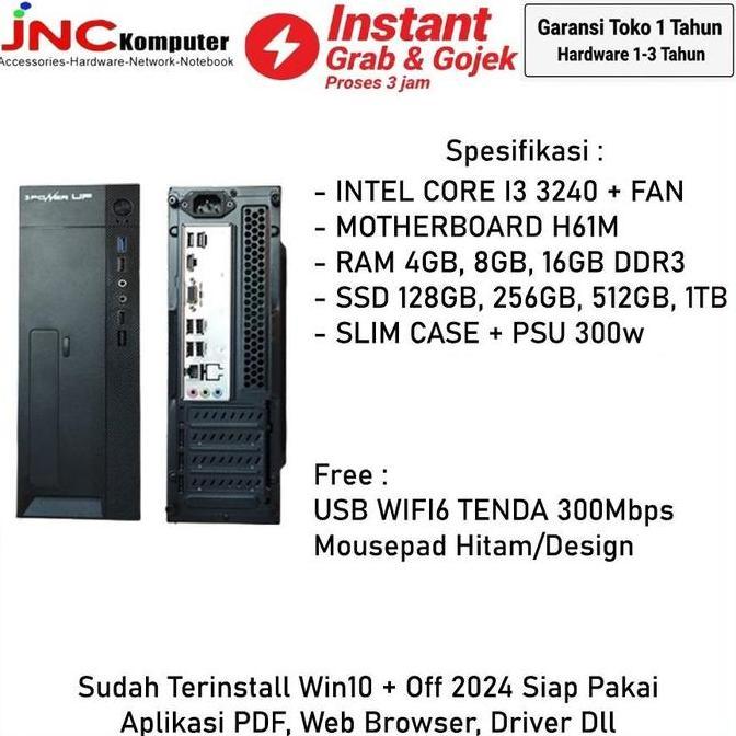 Goodseller- CPU SLIM Rakitan Intel Core i3-3240 3,4GHz / RAM Up 16gb / SSD Up 1TB - Case Slim
