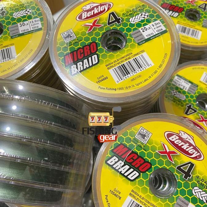 SENAR BENANG PE BERKLEY MICRO BRAID X4 CONNECTED GREEN 110YD 100METER