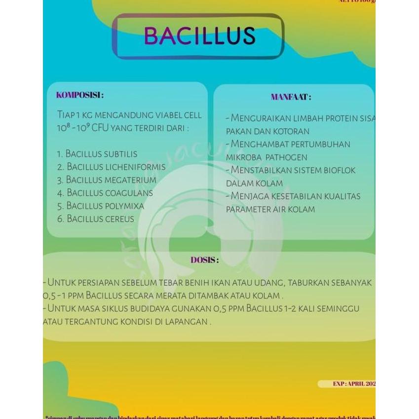PROBIOTIK UNTUK IKAN DAN UDANG - BACILLUS - 500 gr