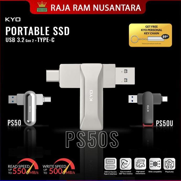 KYO PS50 PS50U PS50S 1TB Portable SSD USB 3.2 TYPE C External SSD Eksternal USSD