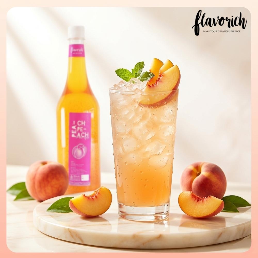 Ada Peach Puree Syrup 1L FLAVORICH Sirup Buah Rasa Puree Peach Premium untuk Minuman Cafe, Dessert &