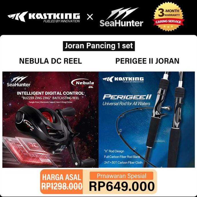 // [OFFICIAL] SEAHUNTER X KASTKING JORAN PANCING 1 SET = NEBULA DC REEL PANCING BC REEL + PERIGEE LL