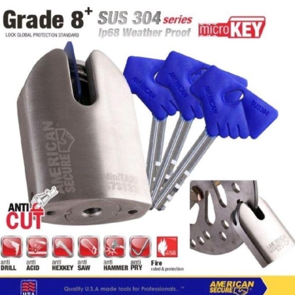Gembok cakram anti maling - American Secure - Gembok American tool