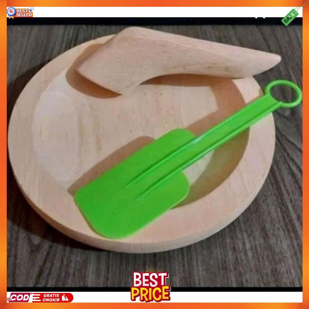 Cobek kayu Cobek sambal Bonus lemet plastik