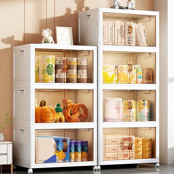 lemari plastik susun Loker Plastik storage box kotak penyimpanan Rol dapat digerakkan box storage Pa
