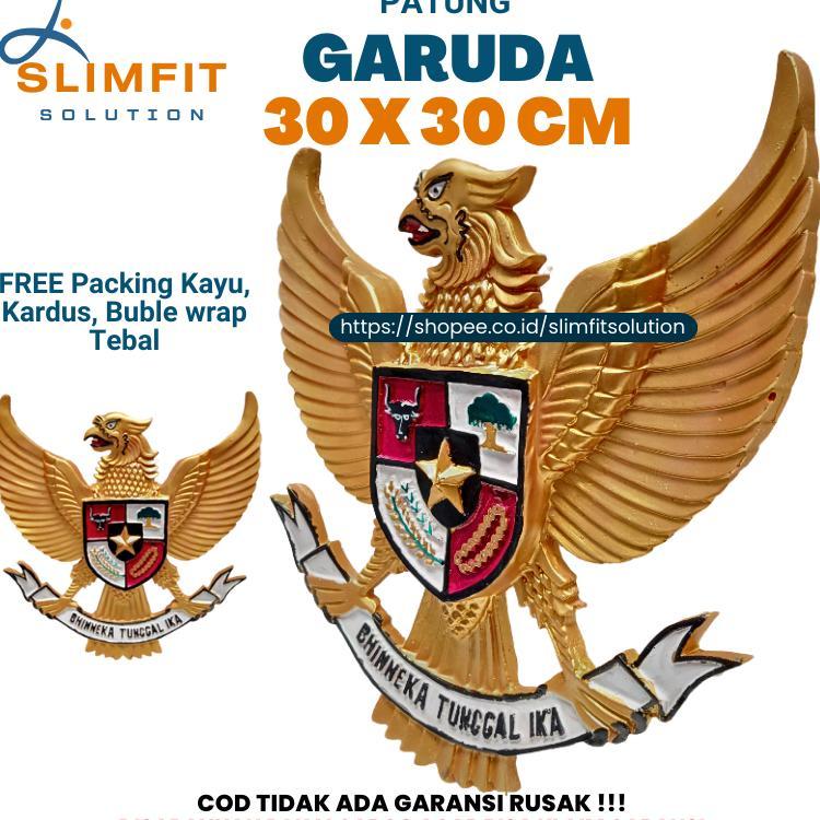 Garuda Pancasila 30Cm Hiasan Dinding Lambang Fiber Lambang Negara Burung Garuda Gold Fiber