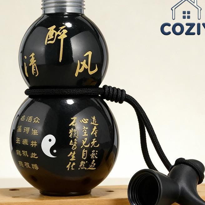 Coziy Black Wukong Botol Air Minum Holo Labu 750Ml  Gourd Water Bottle Botol Air Olahraga Hulu Labu