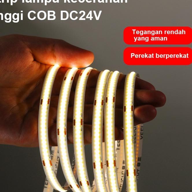 Strip Lampu Putih Led Cob Dc 24V 3000K/4000K/6000Kled Strip Lampu Cob Fleksibel