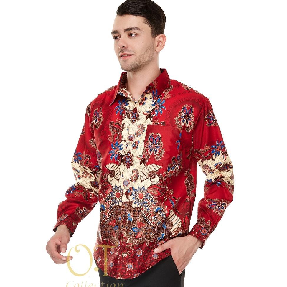 [Batik Pandawa Ot] Kemeja Batik Formal Pria Satin Velvet Gliter