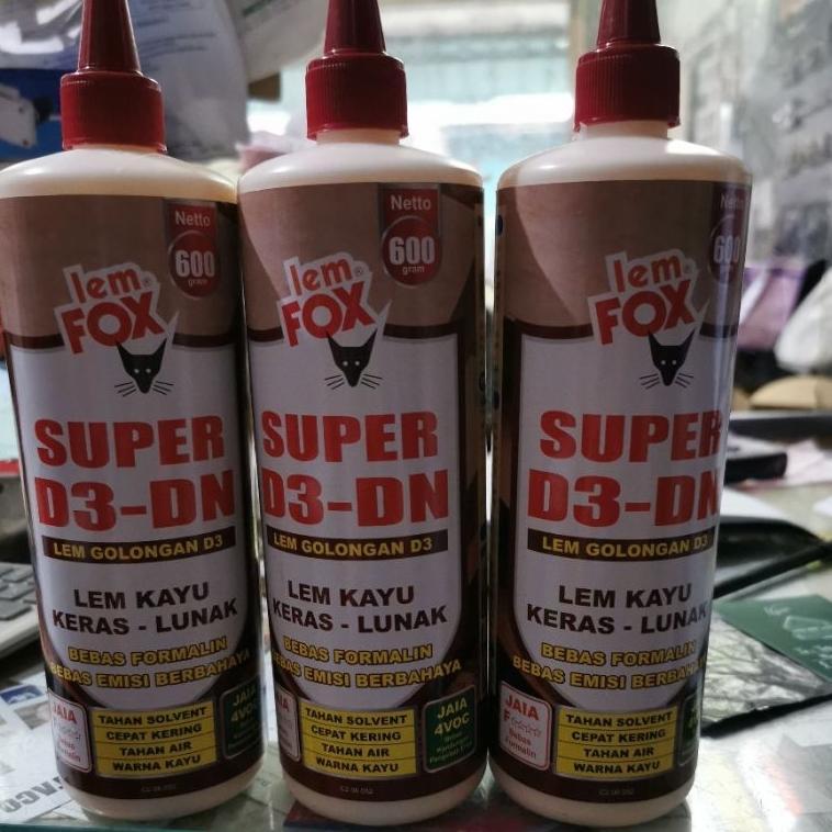 Lem Putih Fox Super D3 Dn 600Gram Water Resistance Tahan Air Lem Hpl Lem Pvc Sheet Taco Sheet Vicon