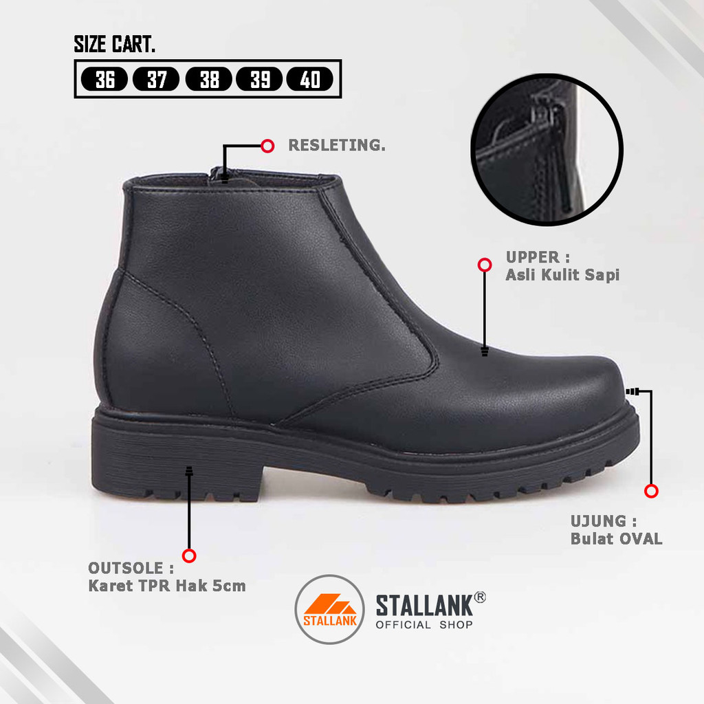 STALLANK || Sepatu Boot PDH Wanita Kulit