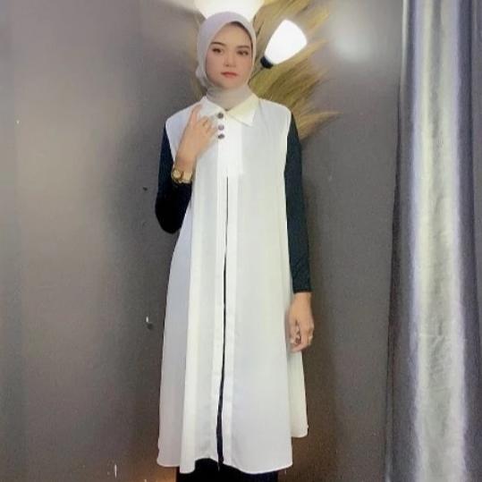 Outer Kardigan Wanita Tanpa Lengan Bahan Ceruty Wanita Panjang Muslim Polos Jumbo Kekinian