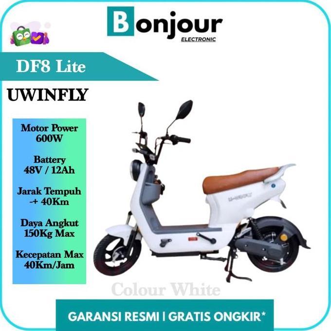 Allthebest- Sepeda Listrik Uwinfly DF8 Dragonfly 8 Baterai 48V/12Ah - White [ORI]