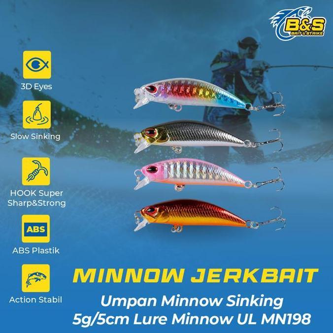 TERBARU - Umpan Minnow Sinking 5g/5cm Lure Minnow UL MN198
