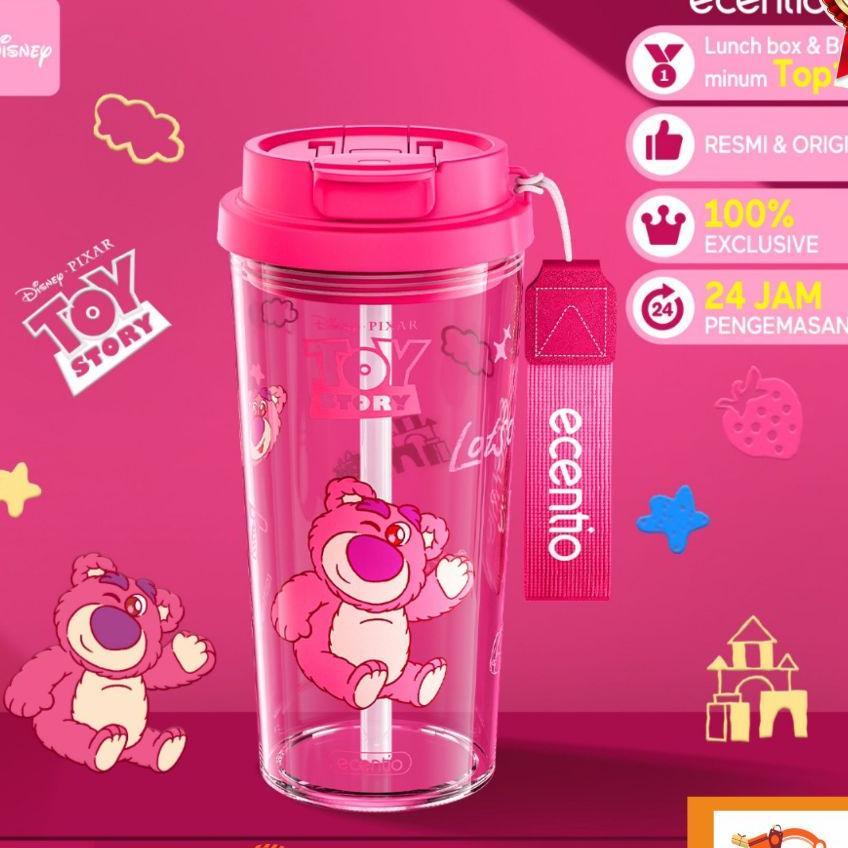 Little Mall Botol Minum Anak Ecentio Lotso Free Tali Ecentio Disney Pink Lotso 580Ml Anti Tumpah