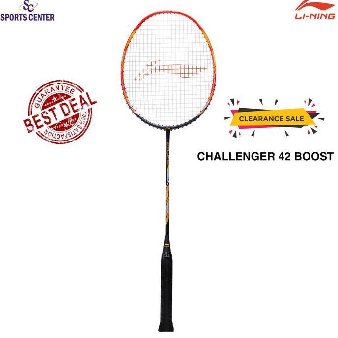 Clear Sale Raket Badminton Lining Challenger 42 Boost Black Red