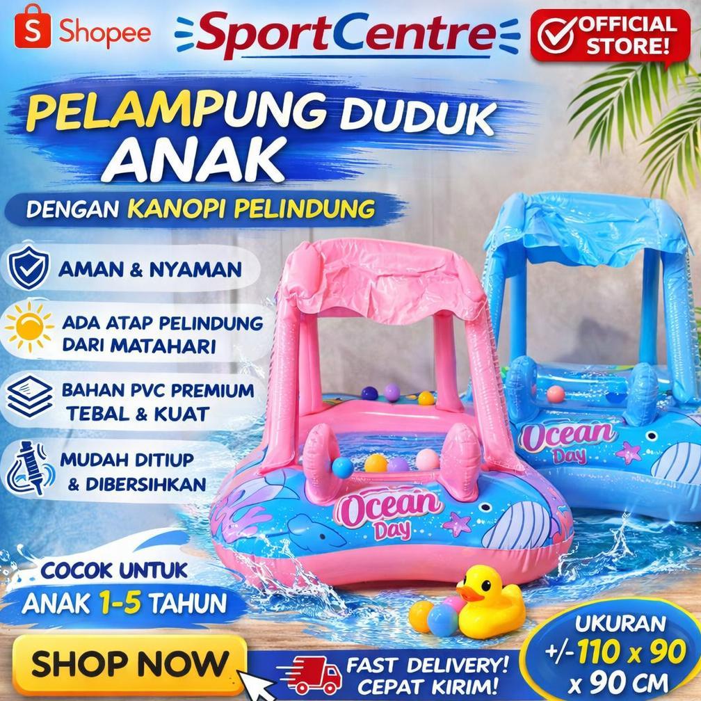 Aquatic BF01 Pelampung Renang Anak Lucu Motif Tirai Kiddie Float Bahan Eco PVC Motif Tutup Kepala An