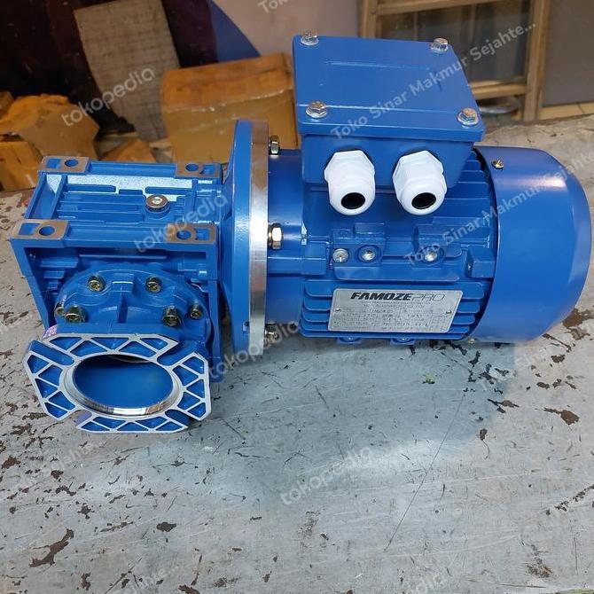 Terbaru, Worm Gear Nmrvf 050 Complate Motor 0,5 Hp 3 Phas Ratio 40. /Nmrv 050