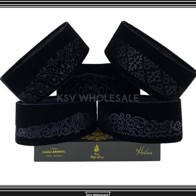 DS33 >> Songkok Premium HAJI ALAY LASER AC Tinggi 9 Cm Peci Sholat Pria Dewasa Hitam Motif Kopiah Sh