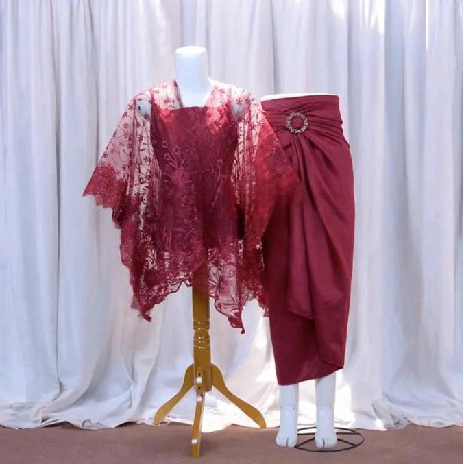DS275 - set rok lilit polos outer cardingan kebaya / rok lilit polos outer brukat kebaya kekinian