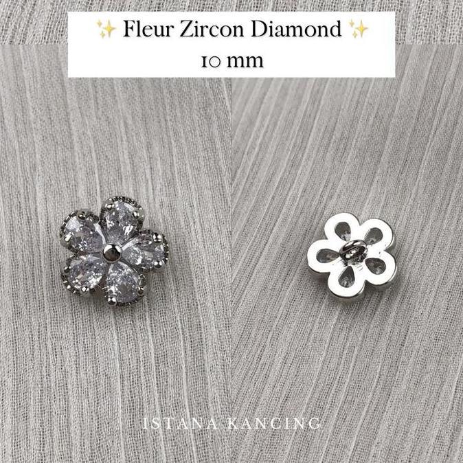 Sew- Kancing Bunga Hias Kristal Zircon Meh Import Kecil Silver