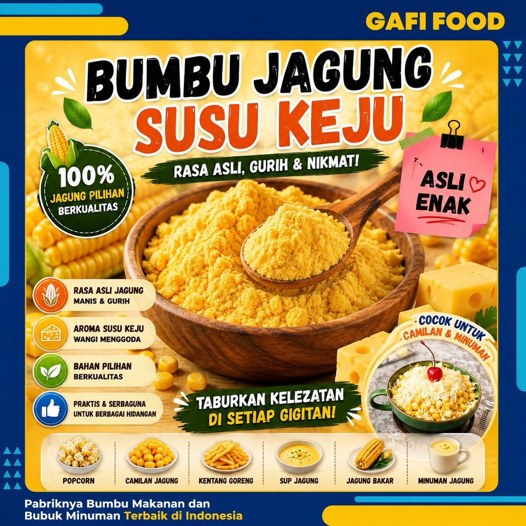BUMBU TABUR JAGUNG SUSU KEJU 1 KG FOOD GRADE 1Kg Bubuk Bumbu Singkong Cilung Kerupuk Popcorn Usaha