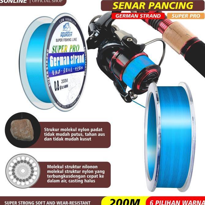Fishing- Sonline Tali Pancing Nilon Germany Fishing Line 200M Joran Umpan Reel