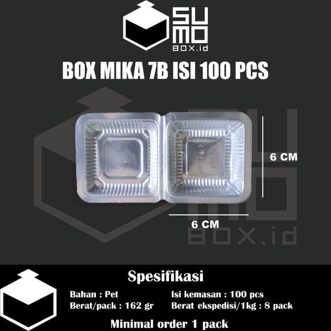 Box Mika Plastik 7B isi 100pcs / Mika Kotak Kecil Wadah Makanan Kue Basah Snack