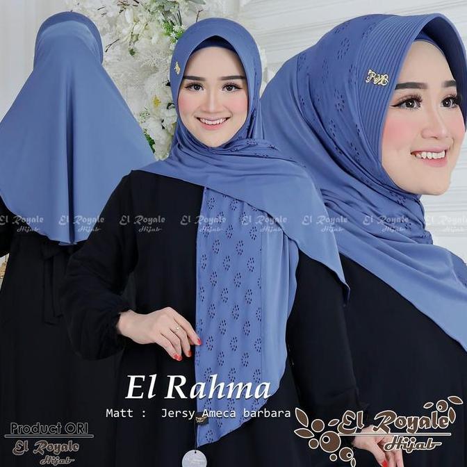 Scare- El Royale Hijab Pashmina Instan El Rahma Model Bolong Inner Ciput Bahan Jersey Ameca Katbol