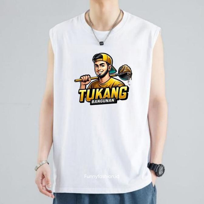 DI19 - Singlet Pria Tukang Bangunan Trendy - Kaos Pria Gym Dewasa - Singlet Cowok Distro