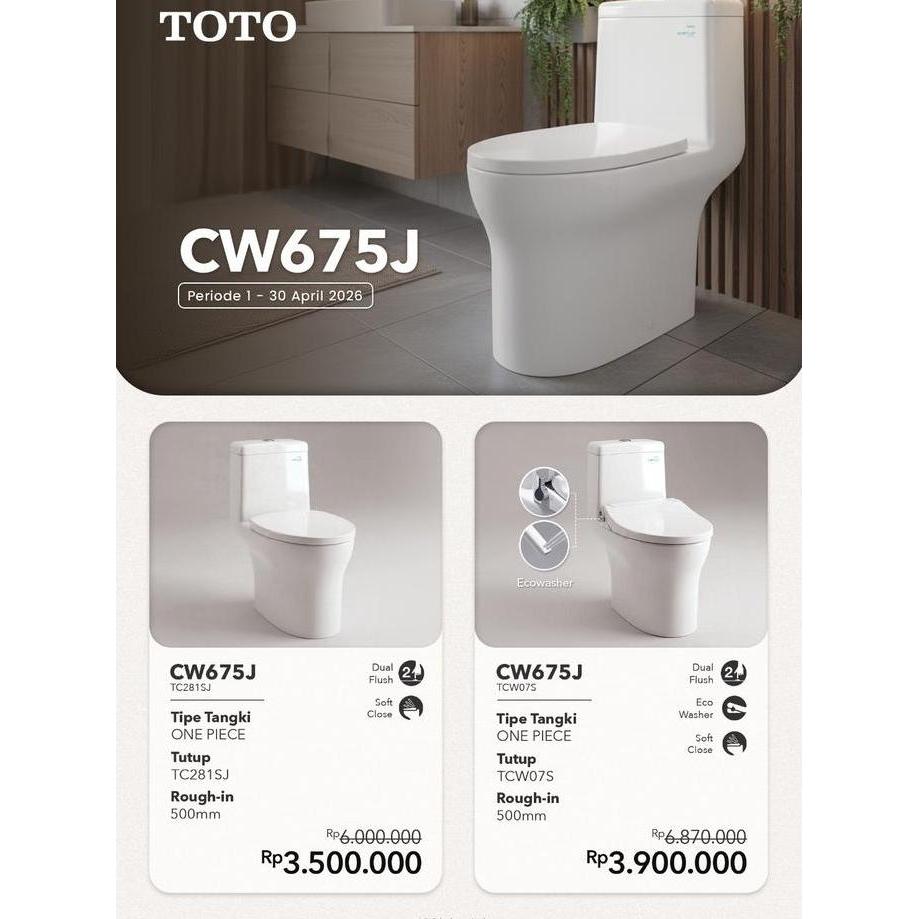 Allthebest- Kloset Duduk TOTO CW675J One Piece Toilet