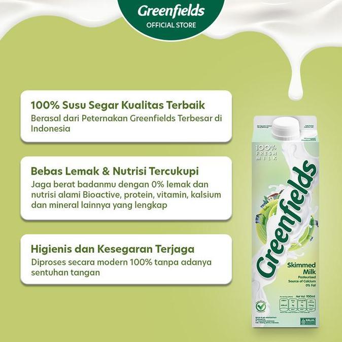 Everyday- [Twinpack] Susu Segar Greenfields - Fresh Milk Skimmed 950Ml X 2Pcs